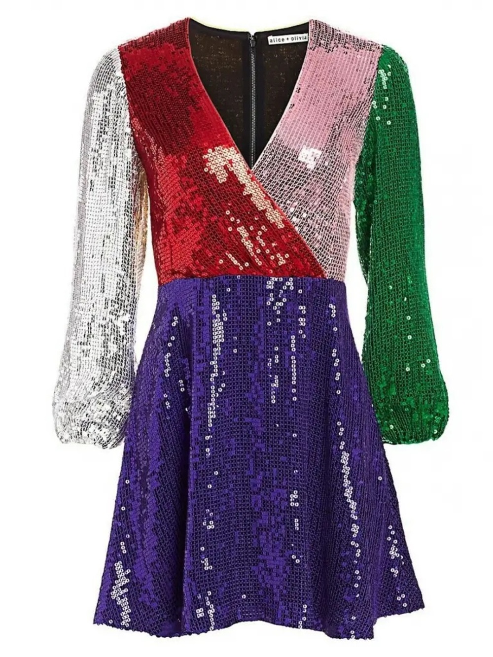 Alice & Olivia Blaze Color Block Sequin Mini Dress - Picture 4 of 8
